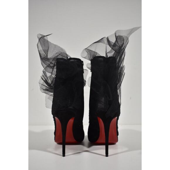 Christian Louboutin Libellibooty 100 Black Mesh Tulle Ankle Boot Heel Pump 42 - Picture 11 of 12